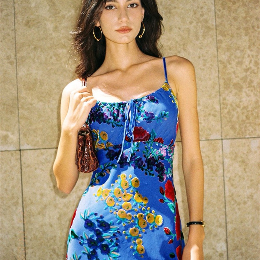 Commense Printed Spaghetti Strap Midi Dress